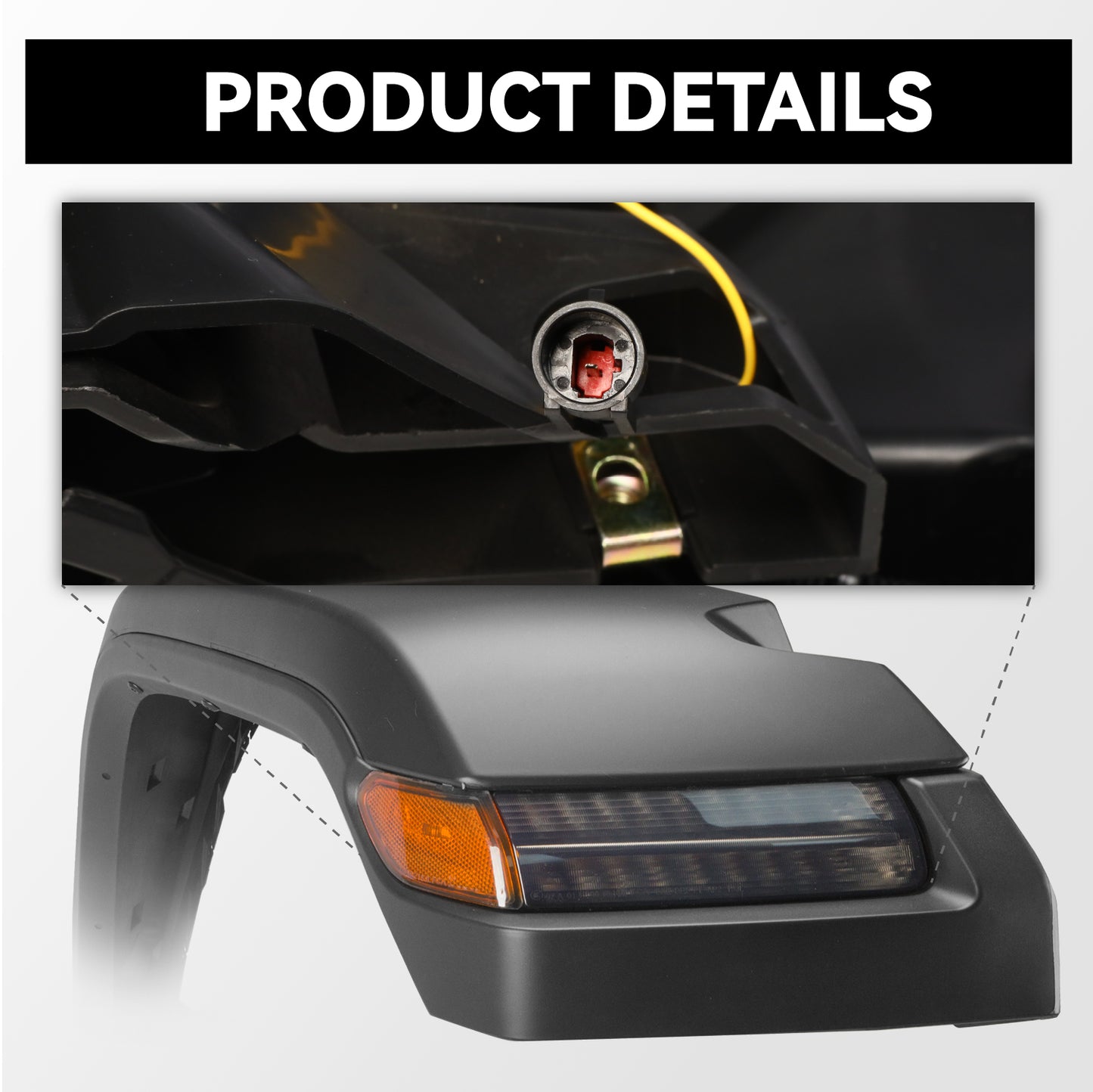 BoardRoad Front Fender Flares include LED DRL Compatible with 2018-2023 Jeep Wrangler JL/JLU Rubicon