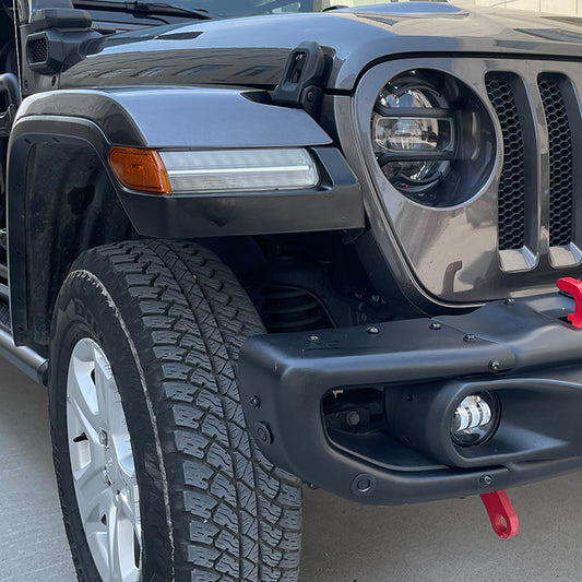 BoardRoad Front Fender Flares include LED DRL Compatible with 2018-2023 Jeep Wrangler JL/JLU Rubicon