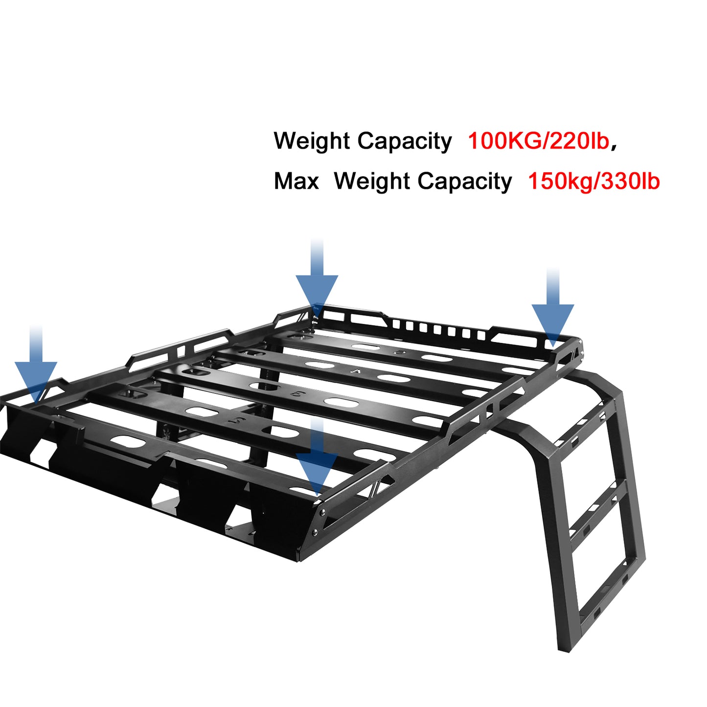 BoardRoad Roof Rack Cargo Basket with Double Ladders Steel Black for 2018-2023 Jeep Wrangler JL JLU 4DR / 2020-2023 Gladiator (No Drill)