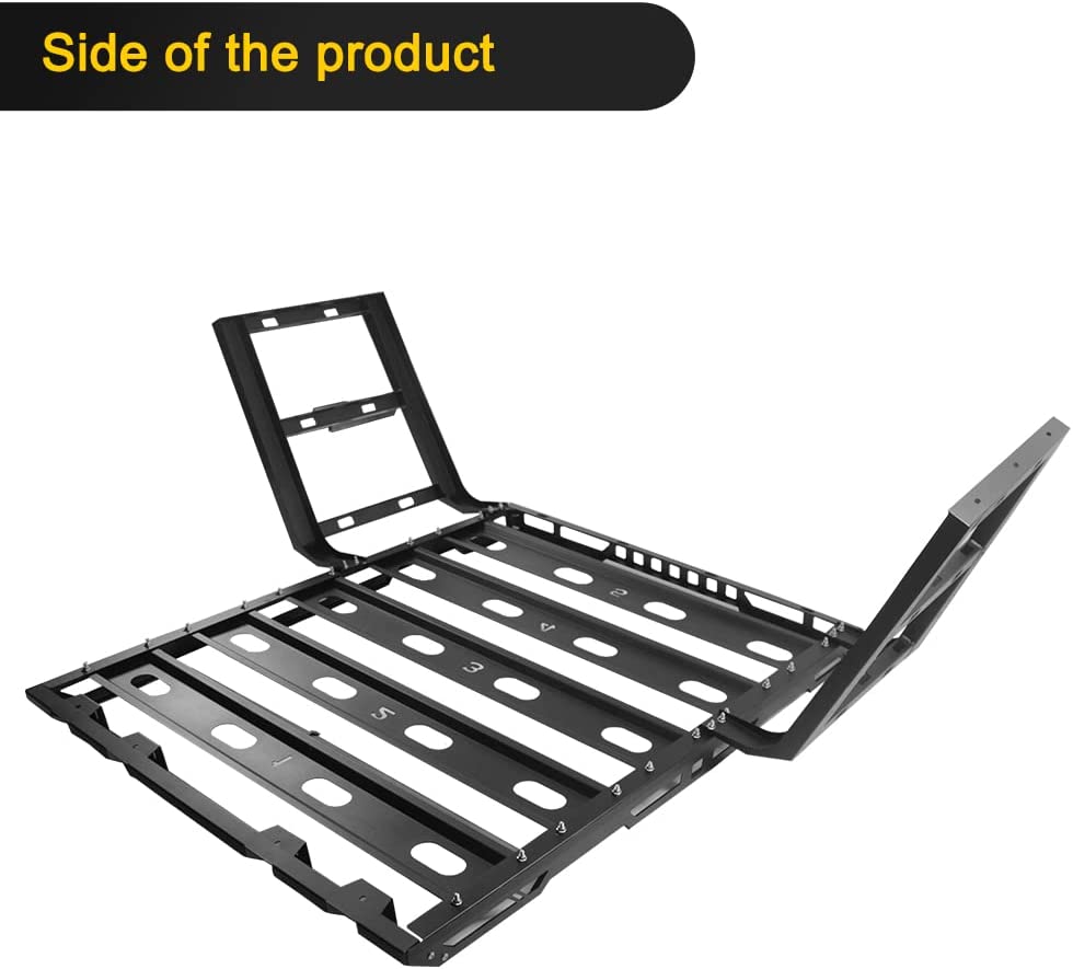 BoardRoad Roof Rack Cargo Basket with Double Ladders 300LB Capacity Fits 2007-2018 Jeep Wrangler JK