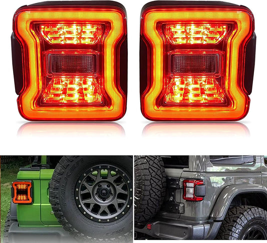 LED Rear Tail lights Red Brake Reverse Turn Signal Side Marker Light For 07-18 Wrangler JK JKU Rubicon Sahara Sport